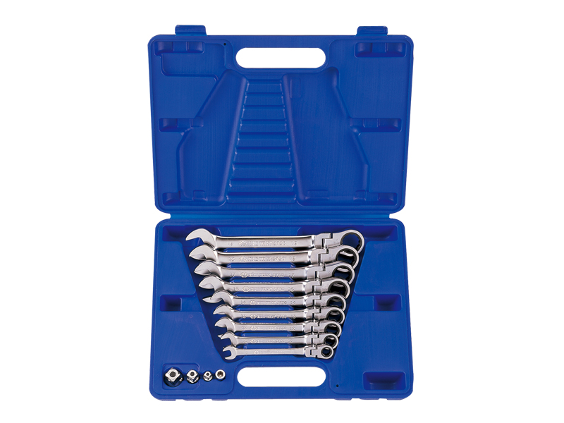 KINGTONY Комплект ключей трещоточных комбинированных с шарниром в кейсе13 предметов 13013MR