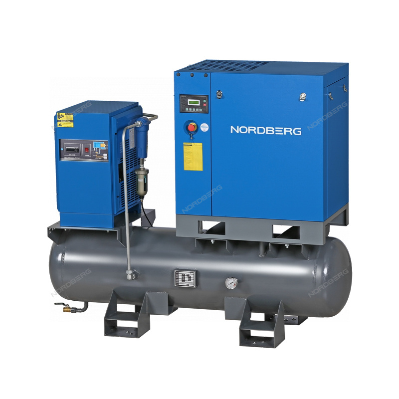Компрессор винтовой, 15 кВт, 10 бар, 1910 л/мин, ресивер 350 л, осушитель NORDBERG NCC20RD