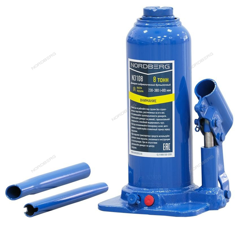Домкрат бутылочный 8т NORDBERG N3108