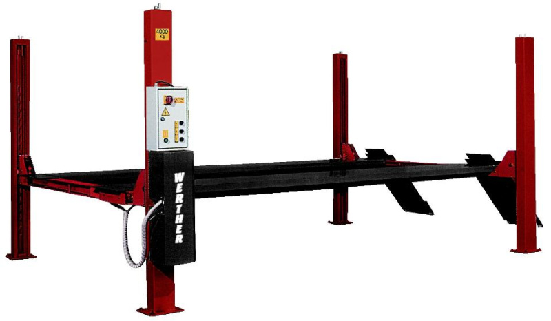 Подъемник четырехстоечный электрогидравлический  г/п 4т., ровные платформы.  WERTHER 443